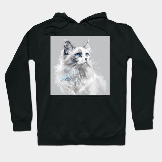 Blue-Eyed Whisper: The Ragdoll's Gaze Hoodie by DinoPals